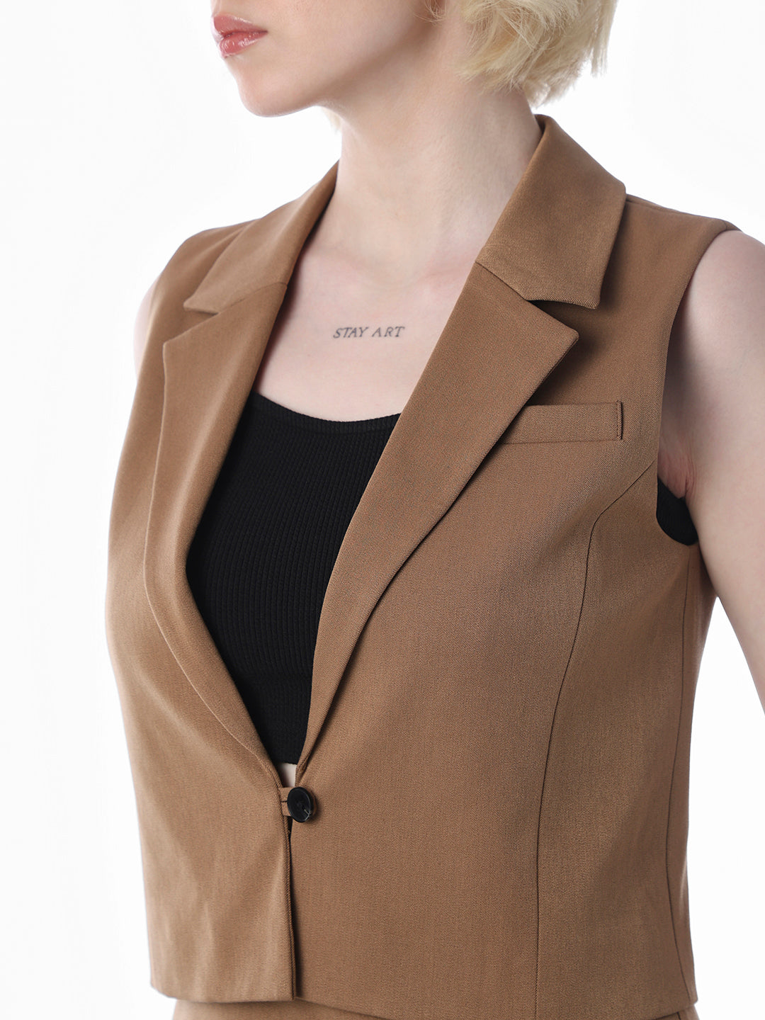 Brown Tailored Sleeveless Waistcoat