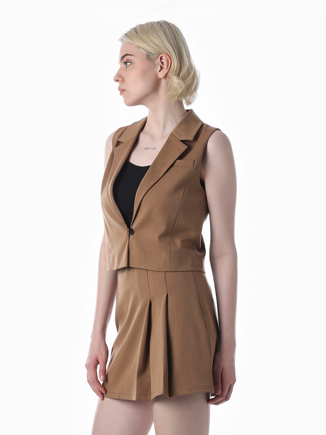 Brown Tailored Sleeveless Waistcoat