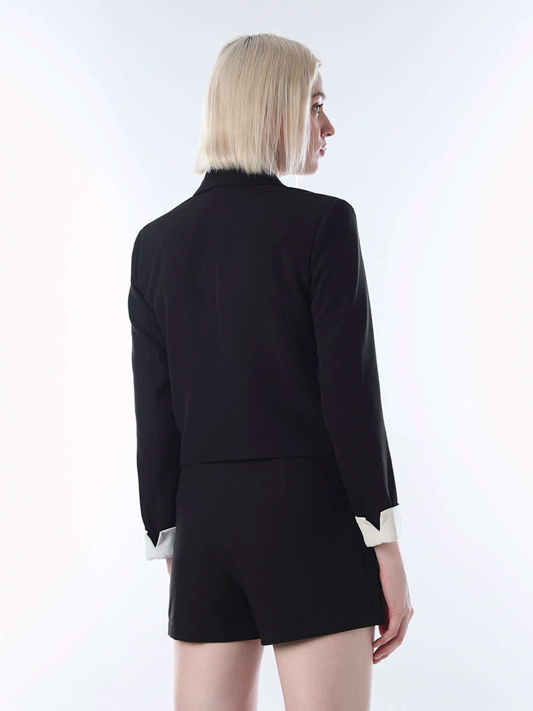 Black Double Breasted Cropped Blazer