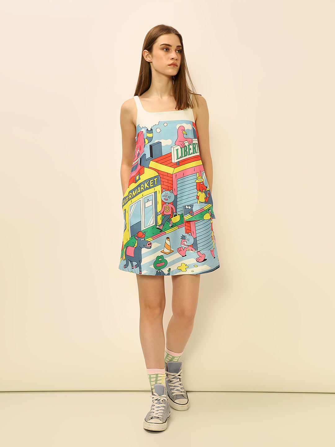 Dirty Pote Blue Printed Dress