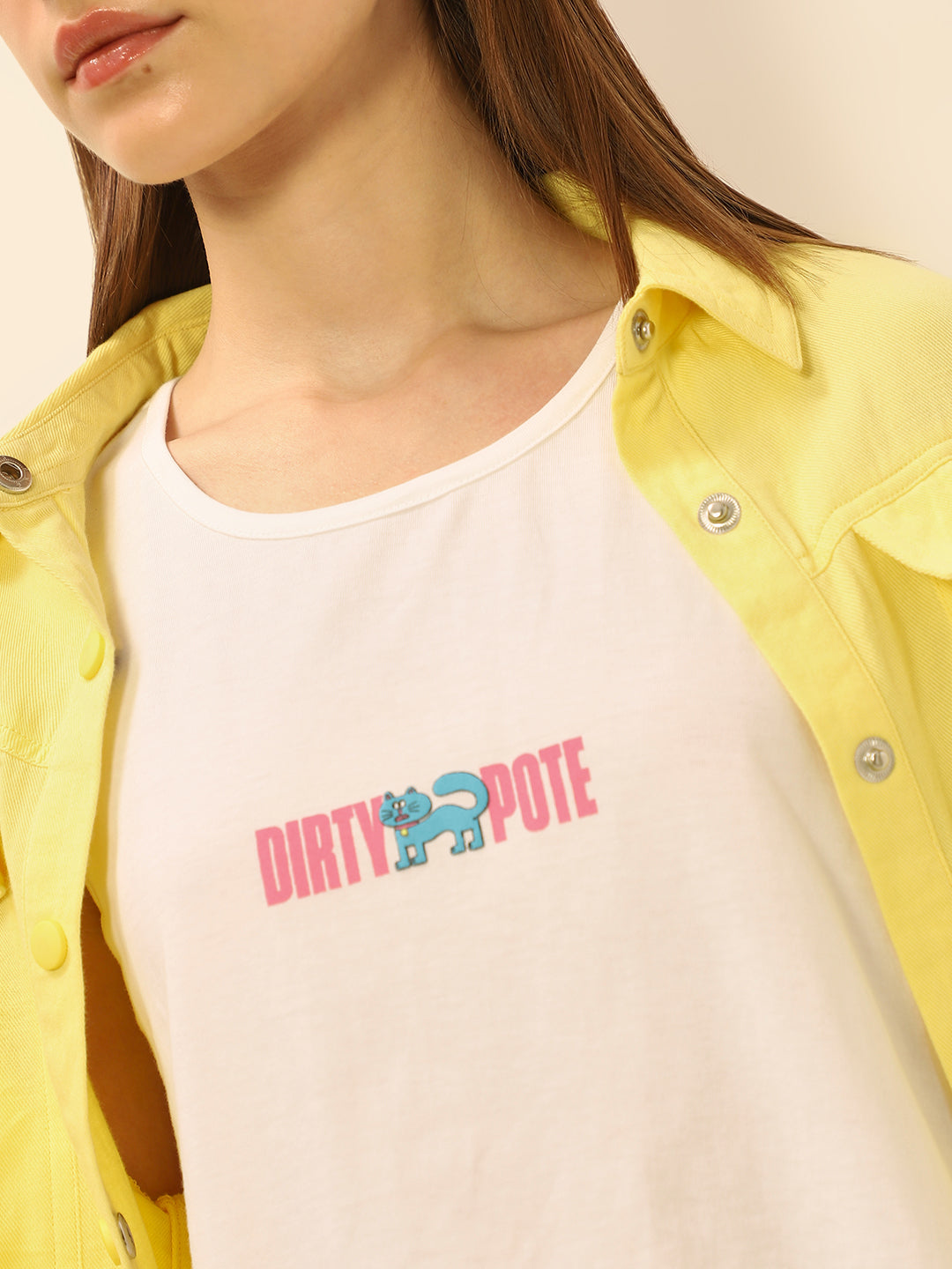 Dity Pote Yellow Cropped Cargo Shirt