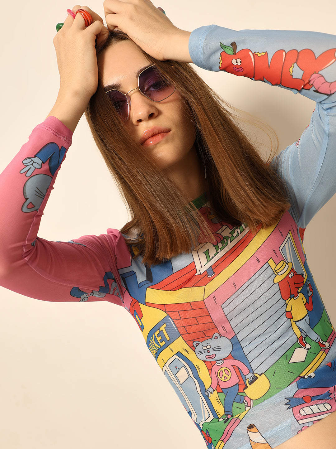 Dirty Pote Pink Printed Fitted Crop T-shirt