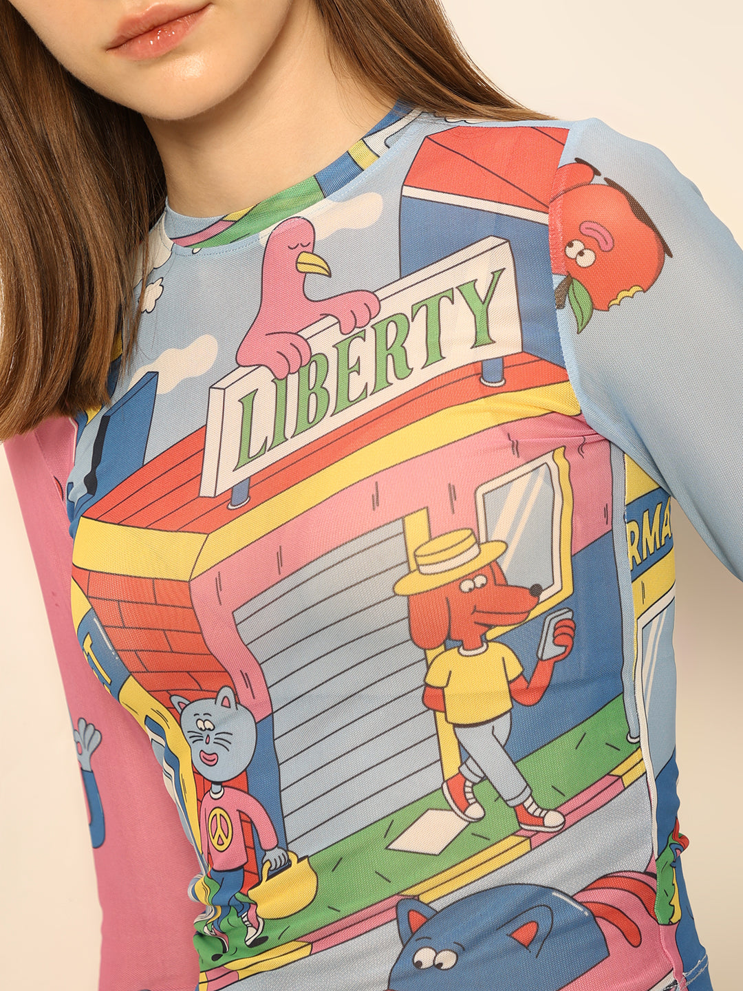 Dirty Pote Pink Printed Fitted Crop T-shirt