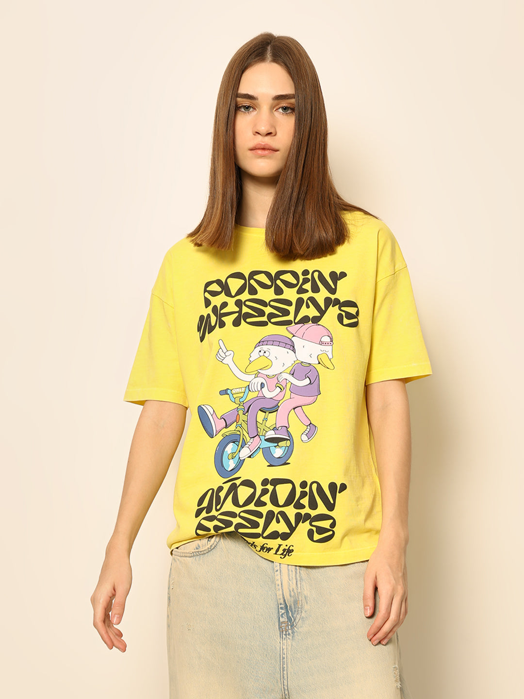 Dirty Pote Yellow Printed Cotton T-shirt