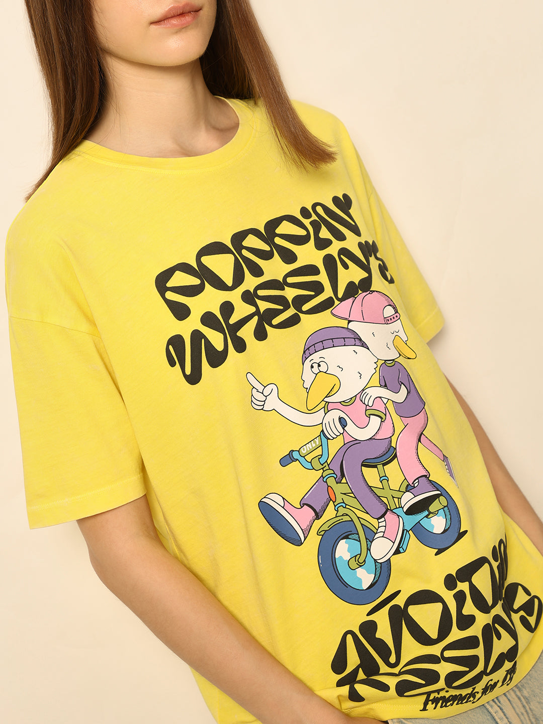 Dirty Pote Yellow Printed Cotton T-shirt