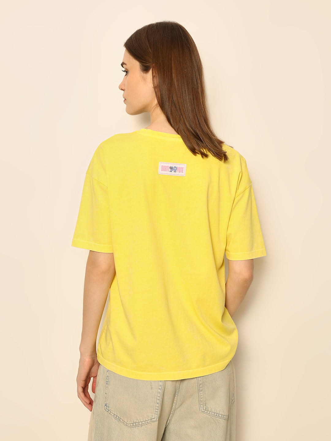 Dirty Pote Yellow Printed Cotton T-shirt