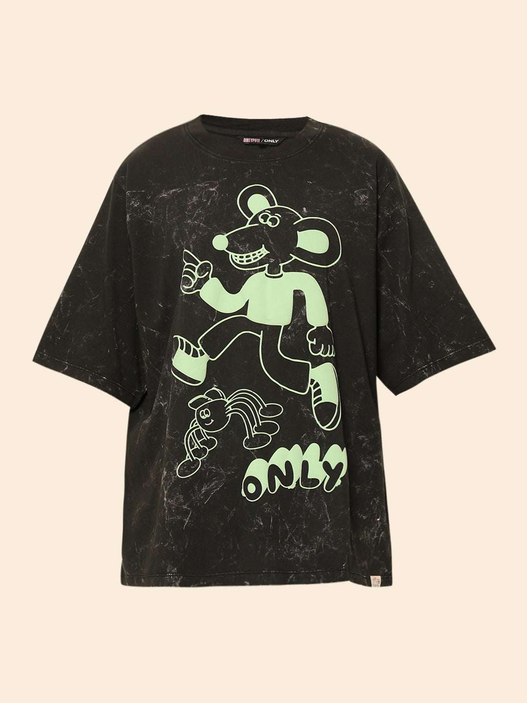 Dirty Pote Black Printed Unisex Oversized T-shirt