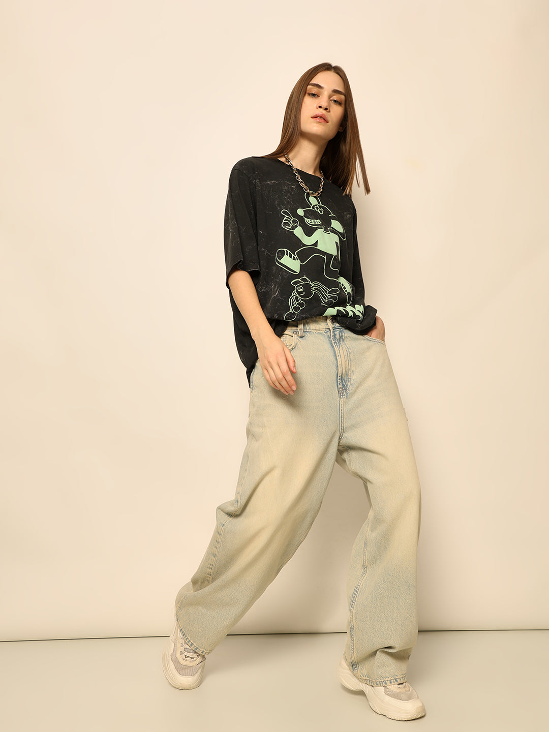 Dirty Pote Black Printed Unisex Oversized T-shirt