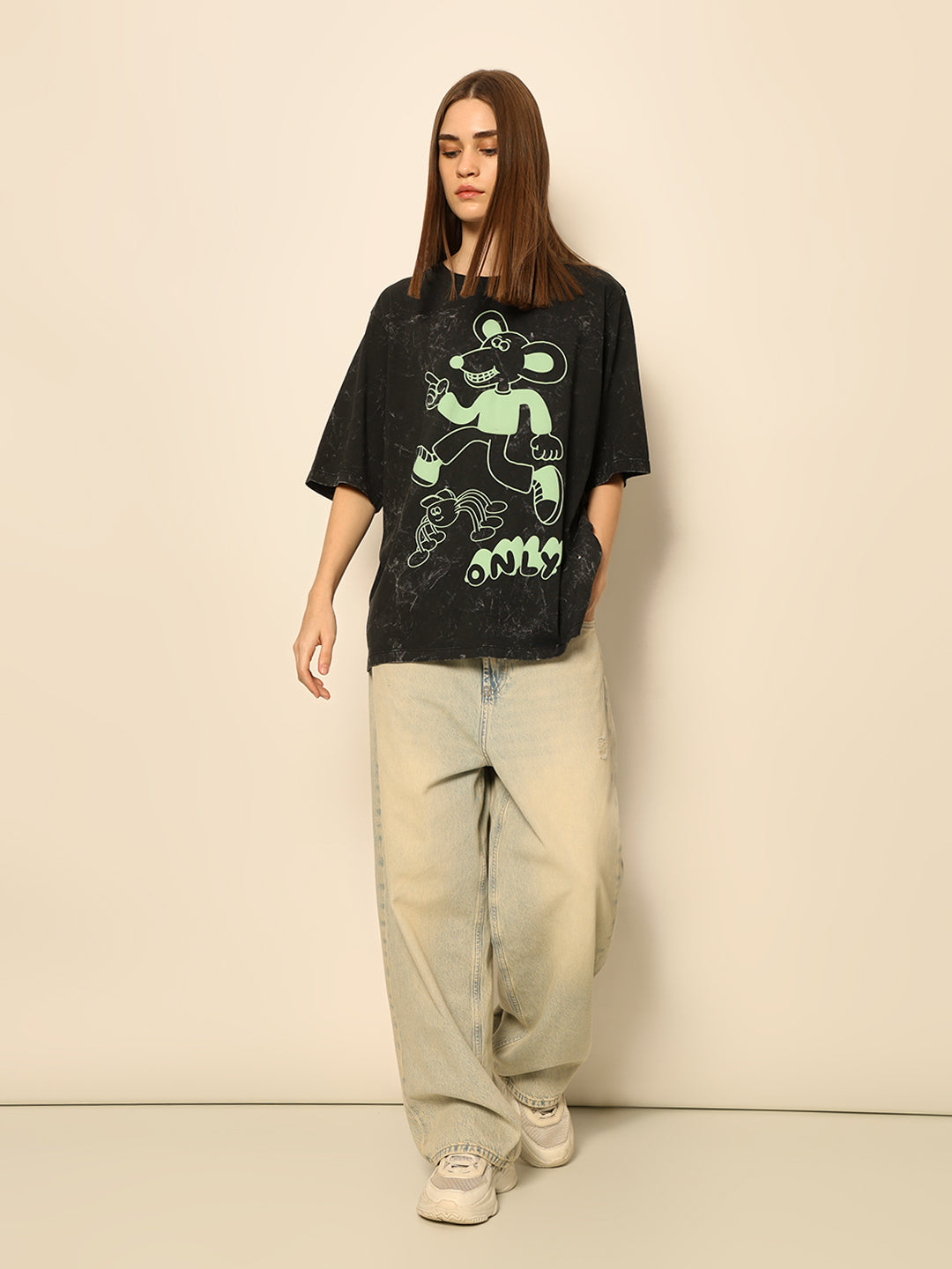 Dirty Pote Black Printed Unisex Oversized T-shirt