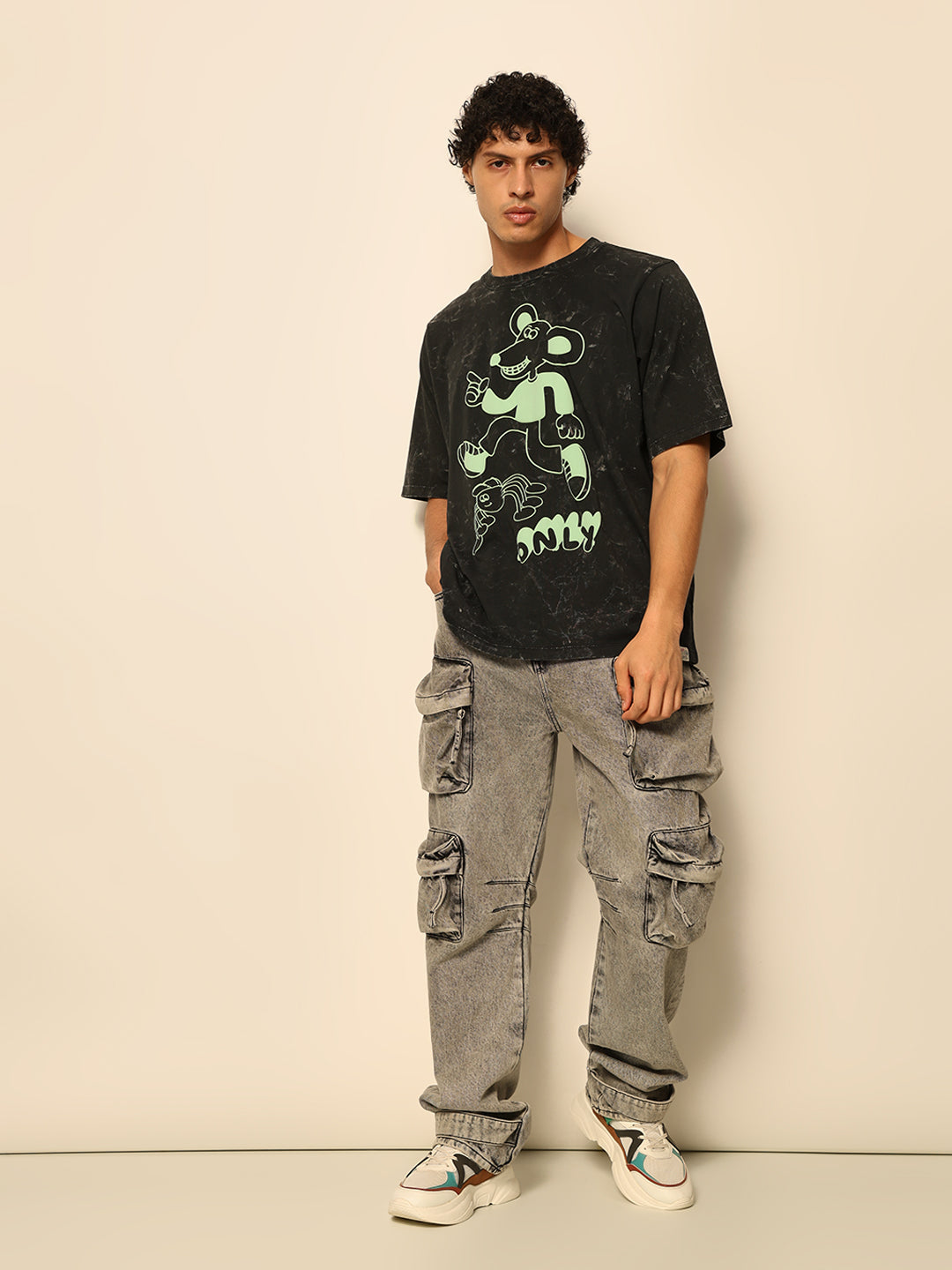 Dirty Pote Black Printed Unisex Oversized T-shirt