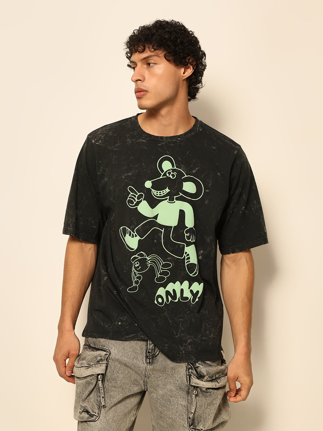 Dirty Pote Black Printed Unisex Oversized T-shirt