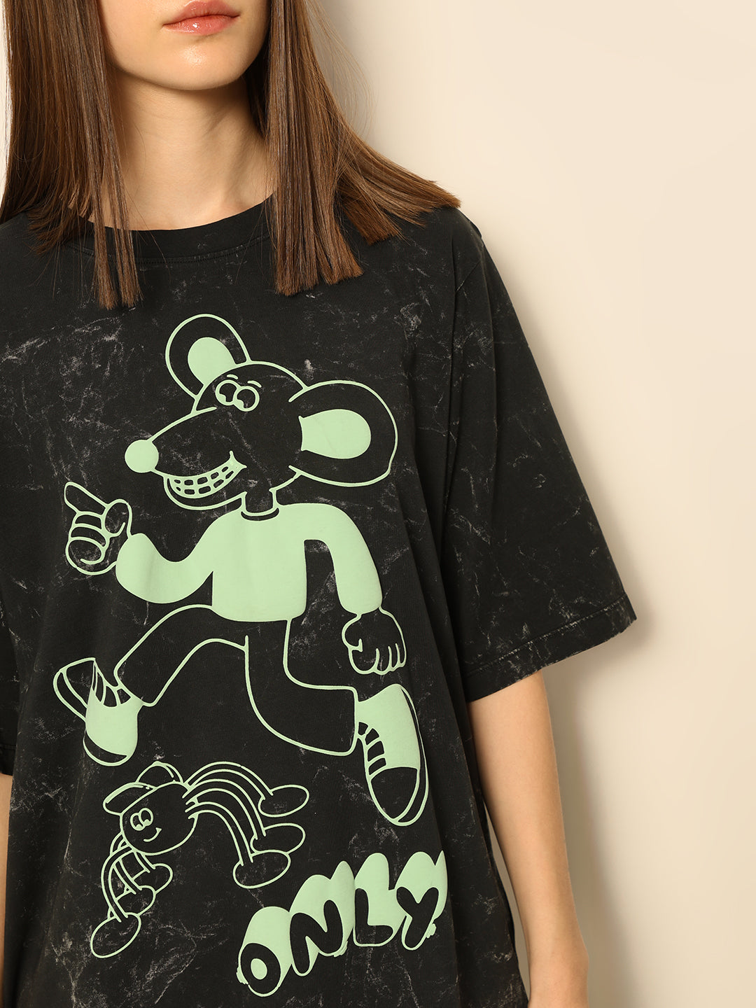 Dirty Pote Black Printed Unisex Oversized T-shirt