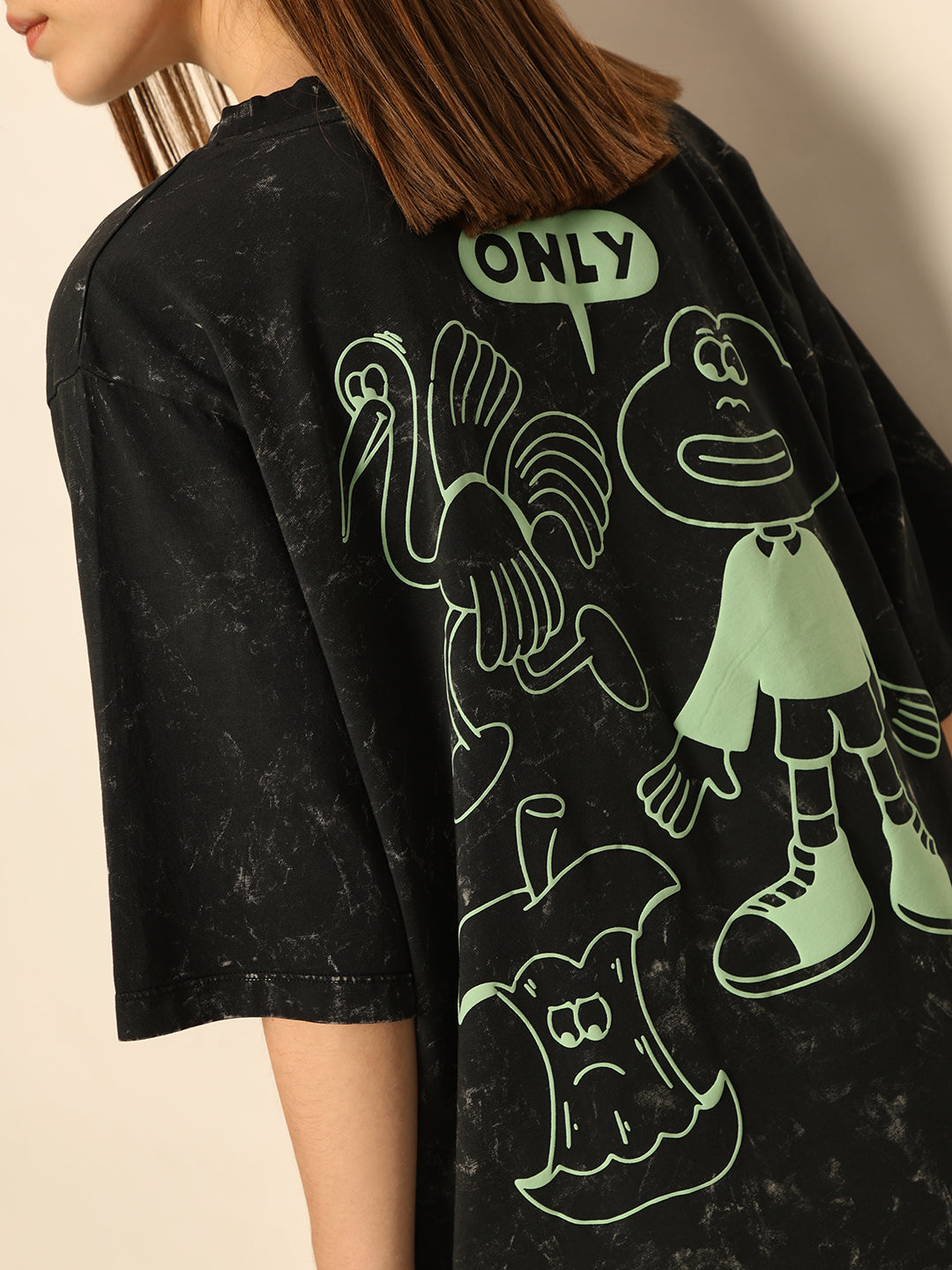 Dirty Pote Black Printed Unisex Oversized T-shirt