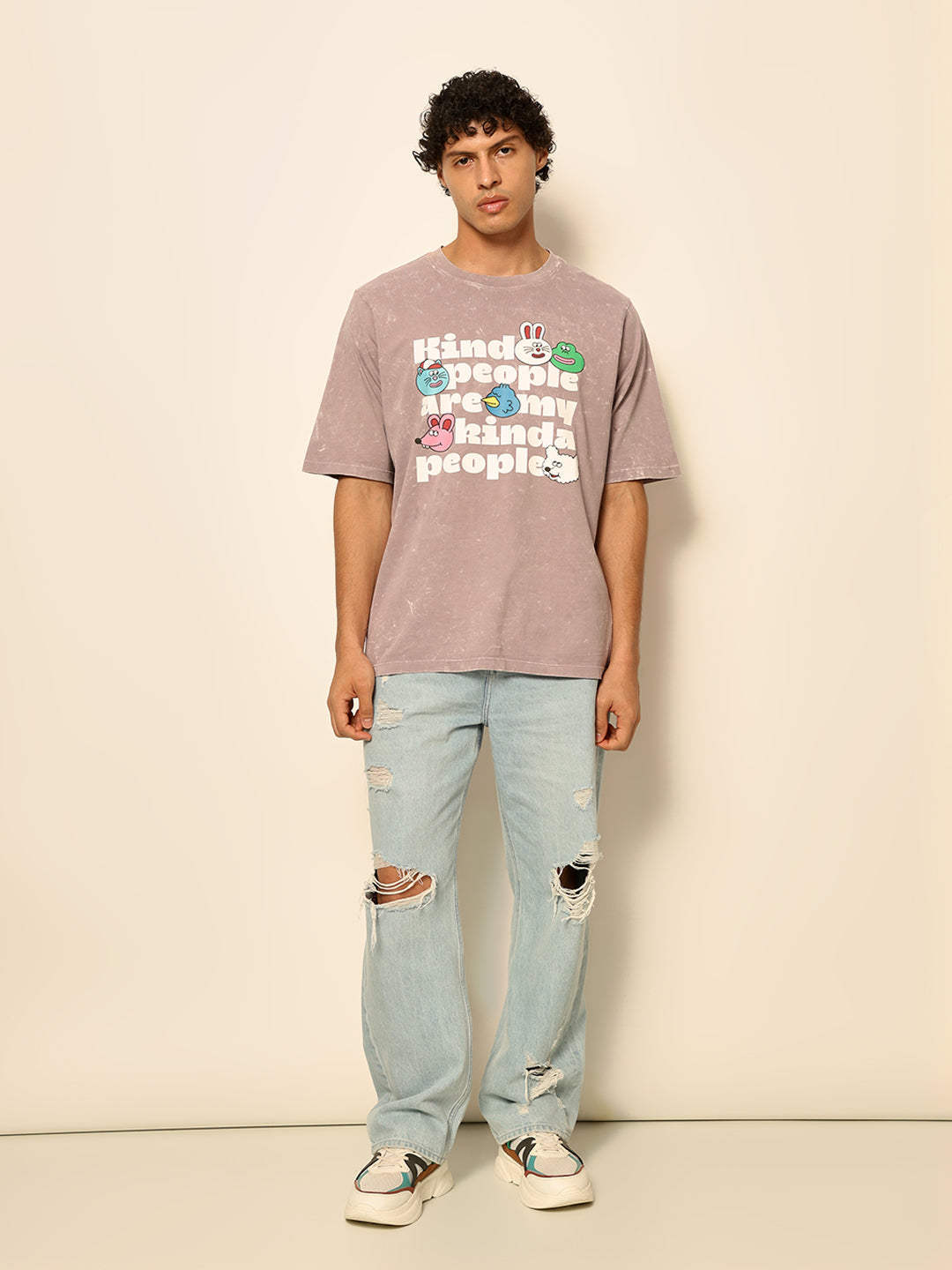 Dirty Pote Grey Printed Unisex Oversized T-shirt