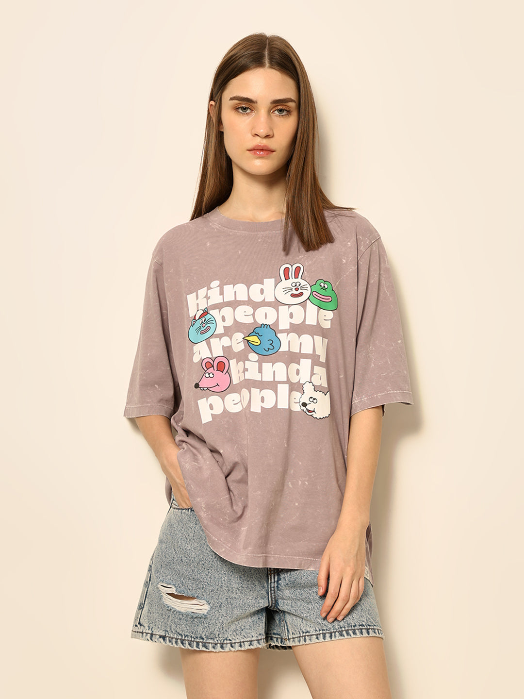 Dirty Pote Grey Printed Unisex Oversized T-shirt
