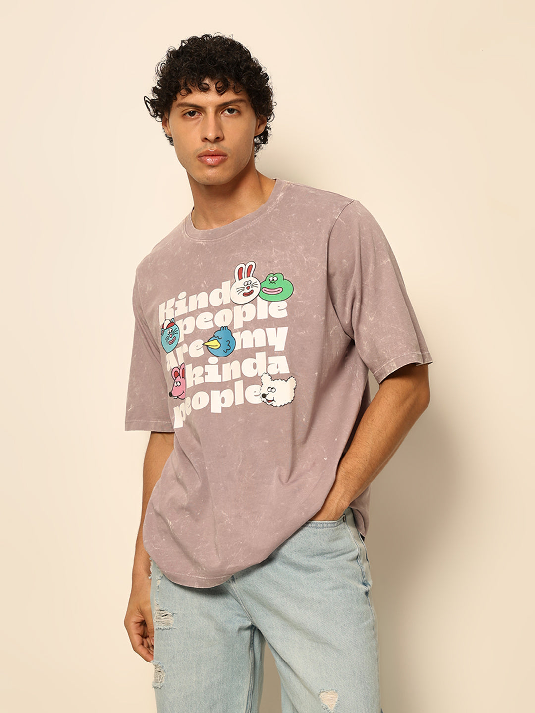 Dirty Pote Grey Printed Unisex Oversized T-shirt