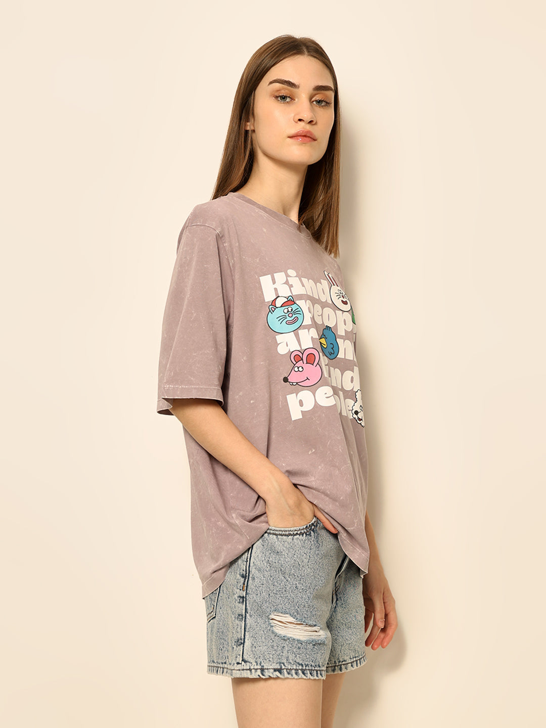 Dirty Pote Grey Printed Unisex Oversized T-shirt