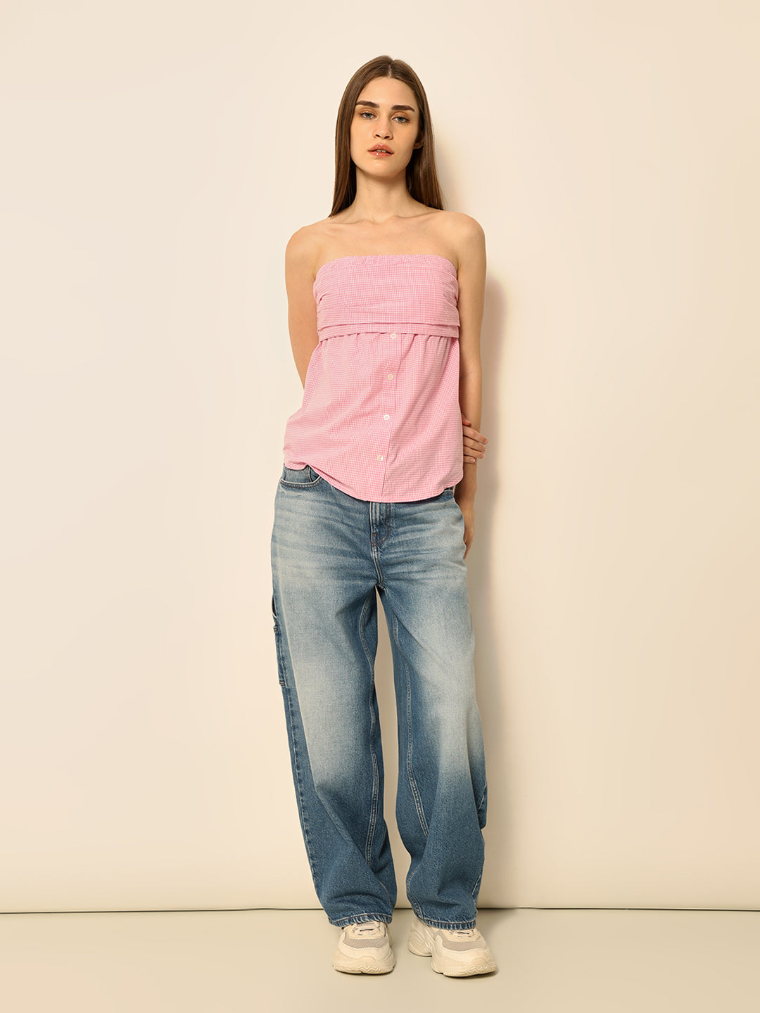 Dirty Pote Pink Check Tube Top