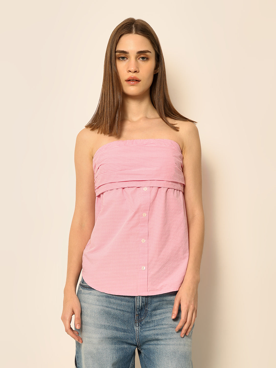 Dirty Pote Pink Check Tube Top