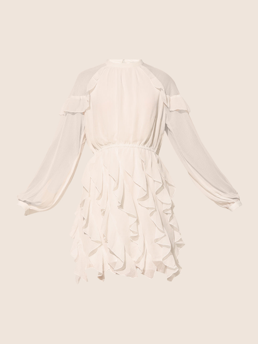 White Frill Trim Short Dress