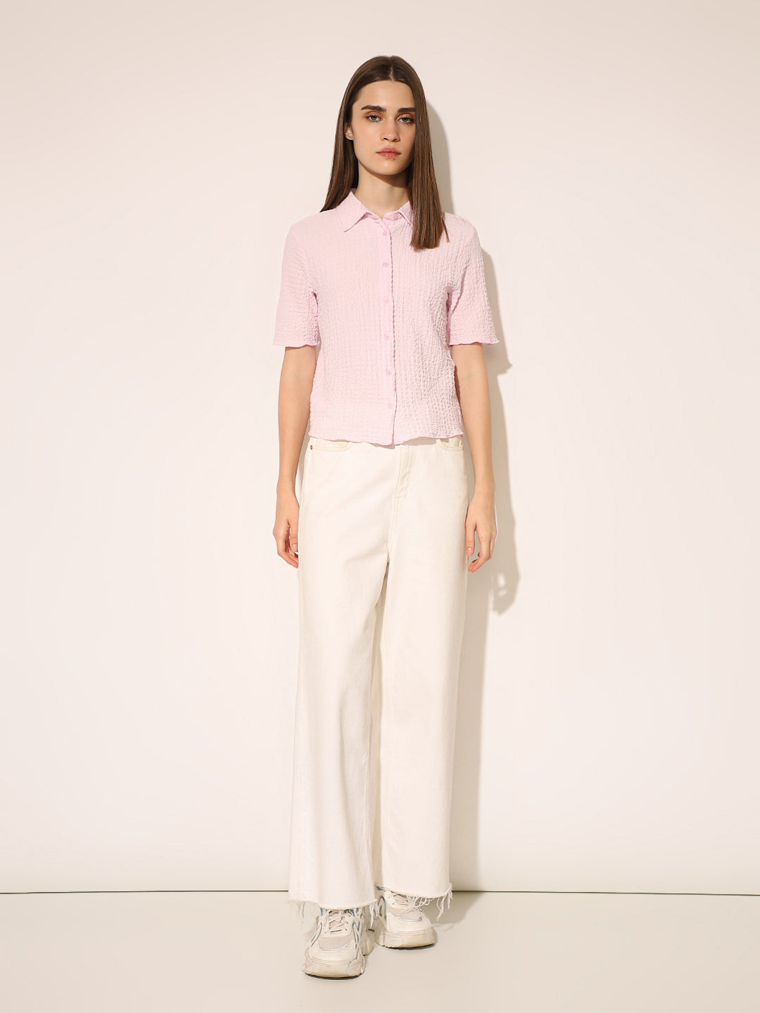 Pink Textured Weave Shirt