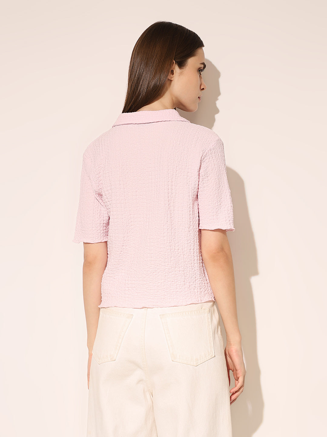 Pink Textured Weave Shirt