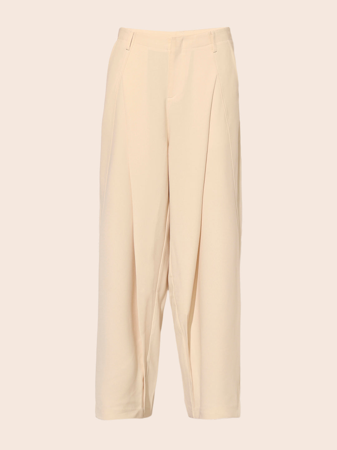 Beige High Rise Tailored Pants