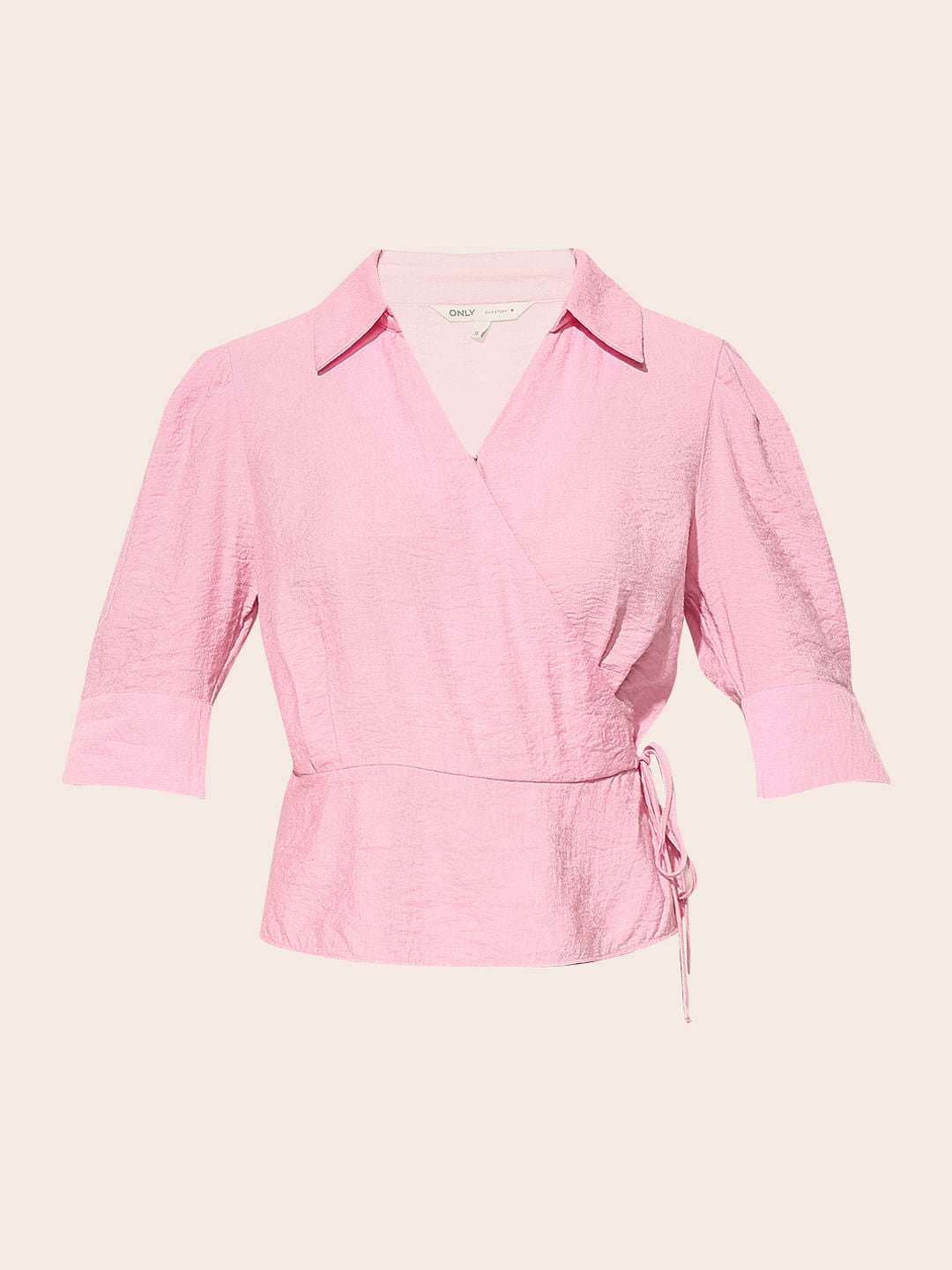 Pink Cropped Wrap Top