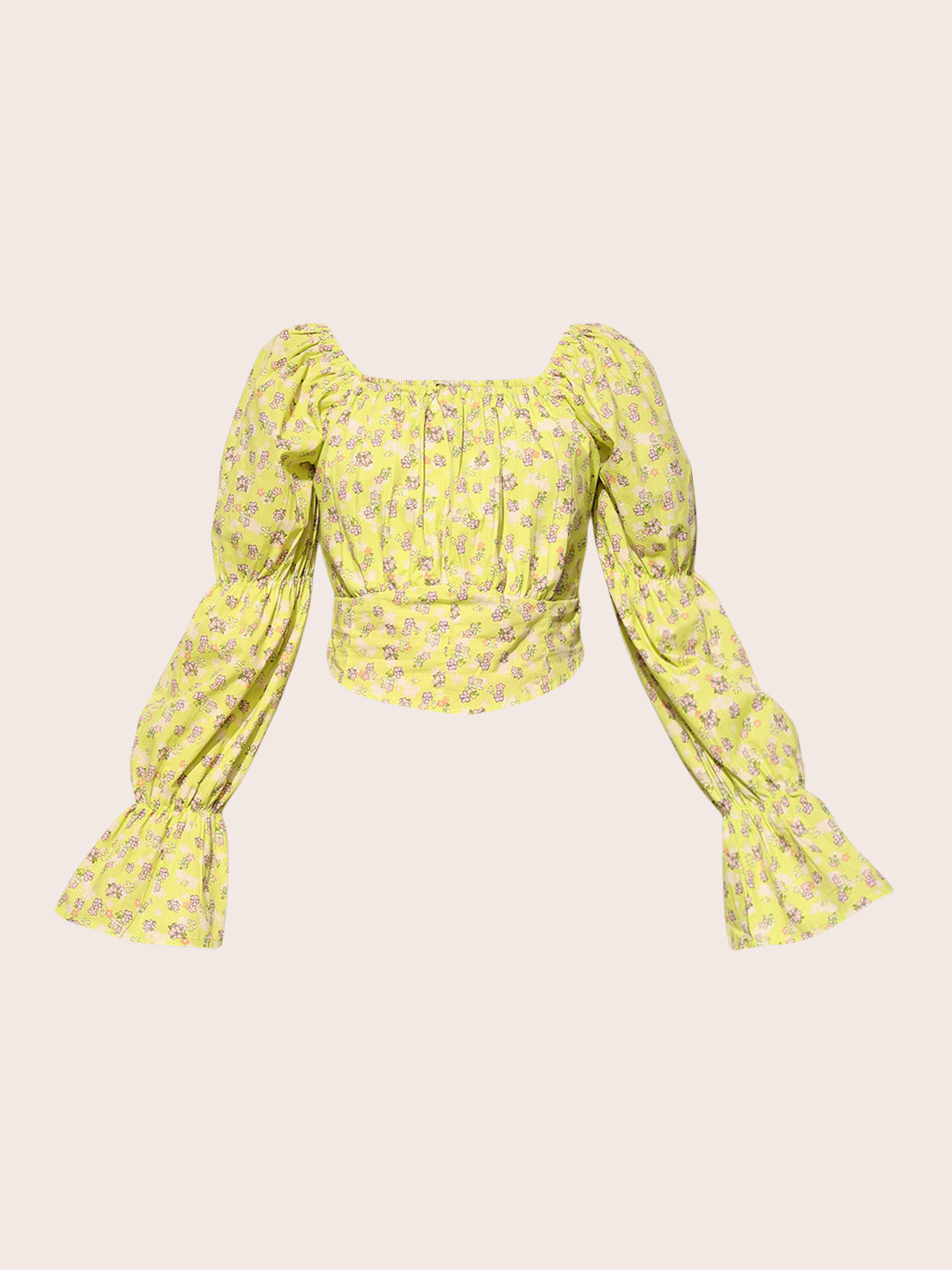 Green Floral Crop Top