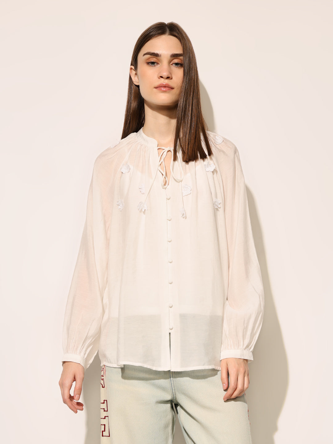 Green Pearl Embellished Strappy Top