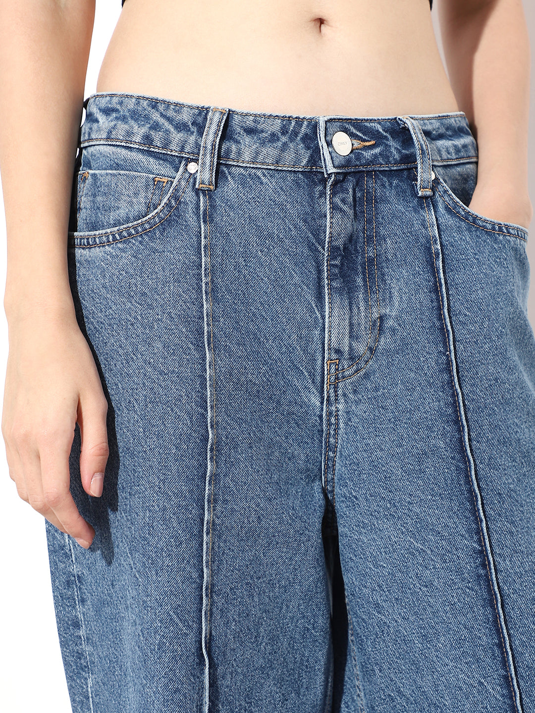 Blue High Rise Wide Leg Jeans