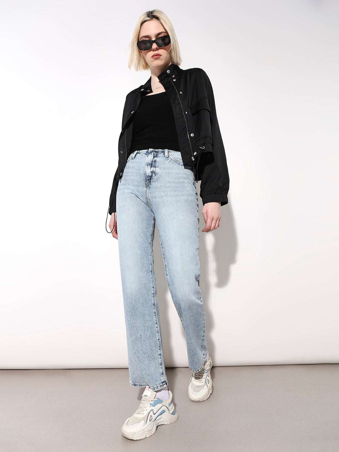 Light Blue High Rise Straight Fit Jeans