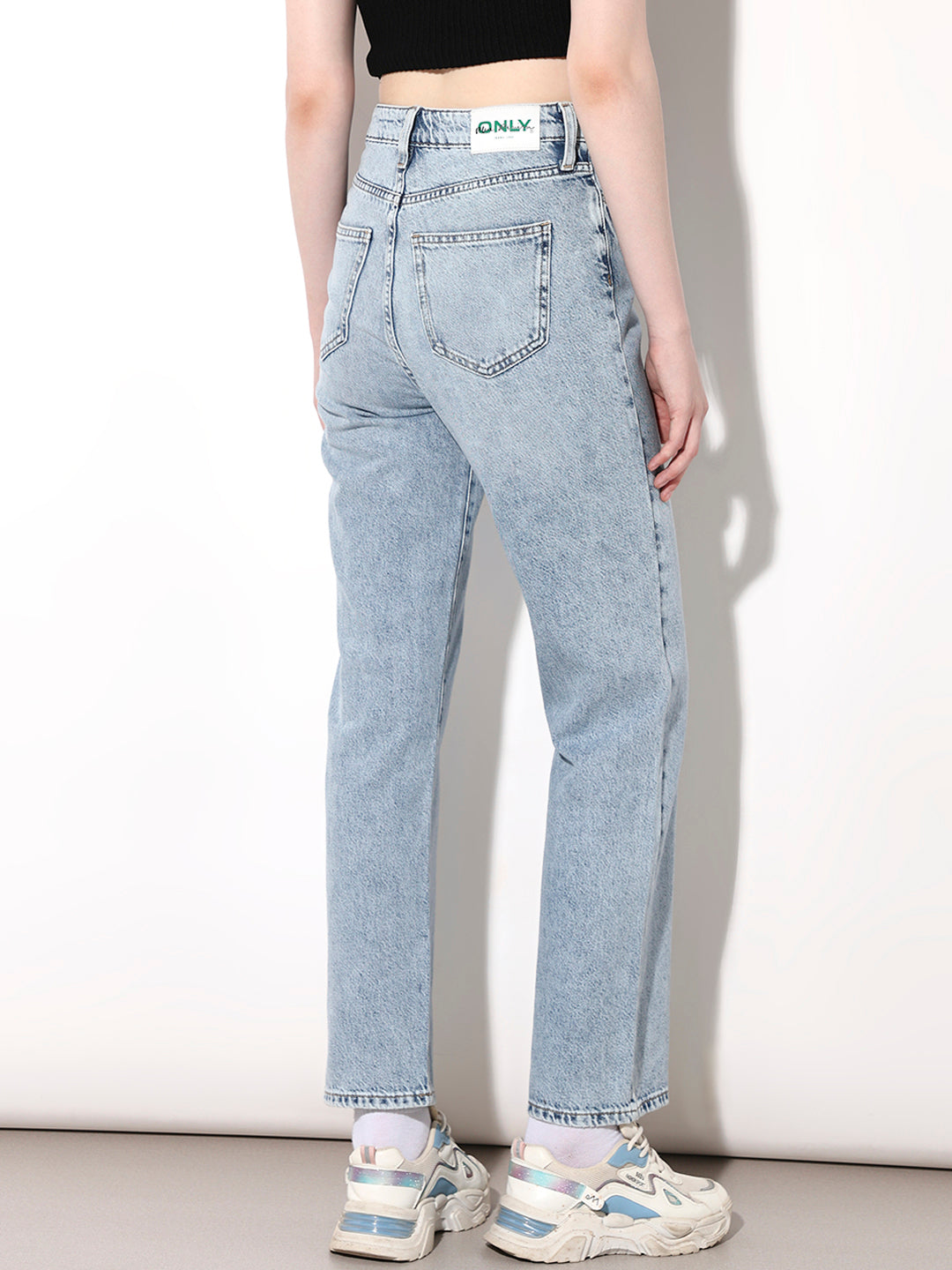 Light Blue High Rise Straight Fit Jeans