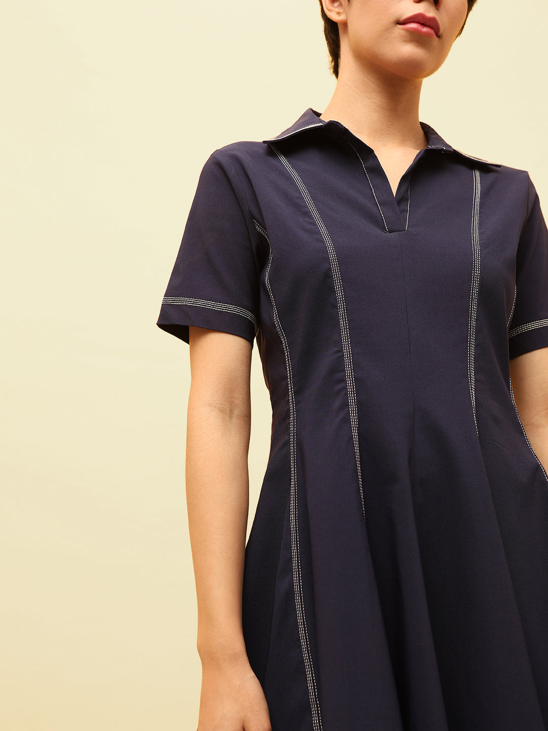 Navy Blue Short Denim Dress