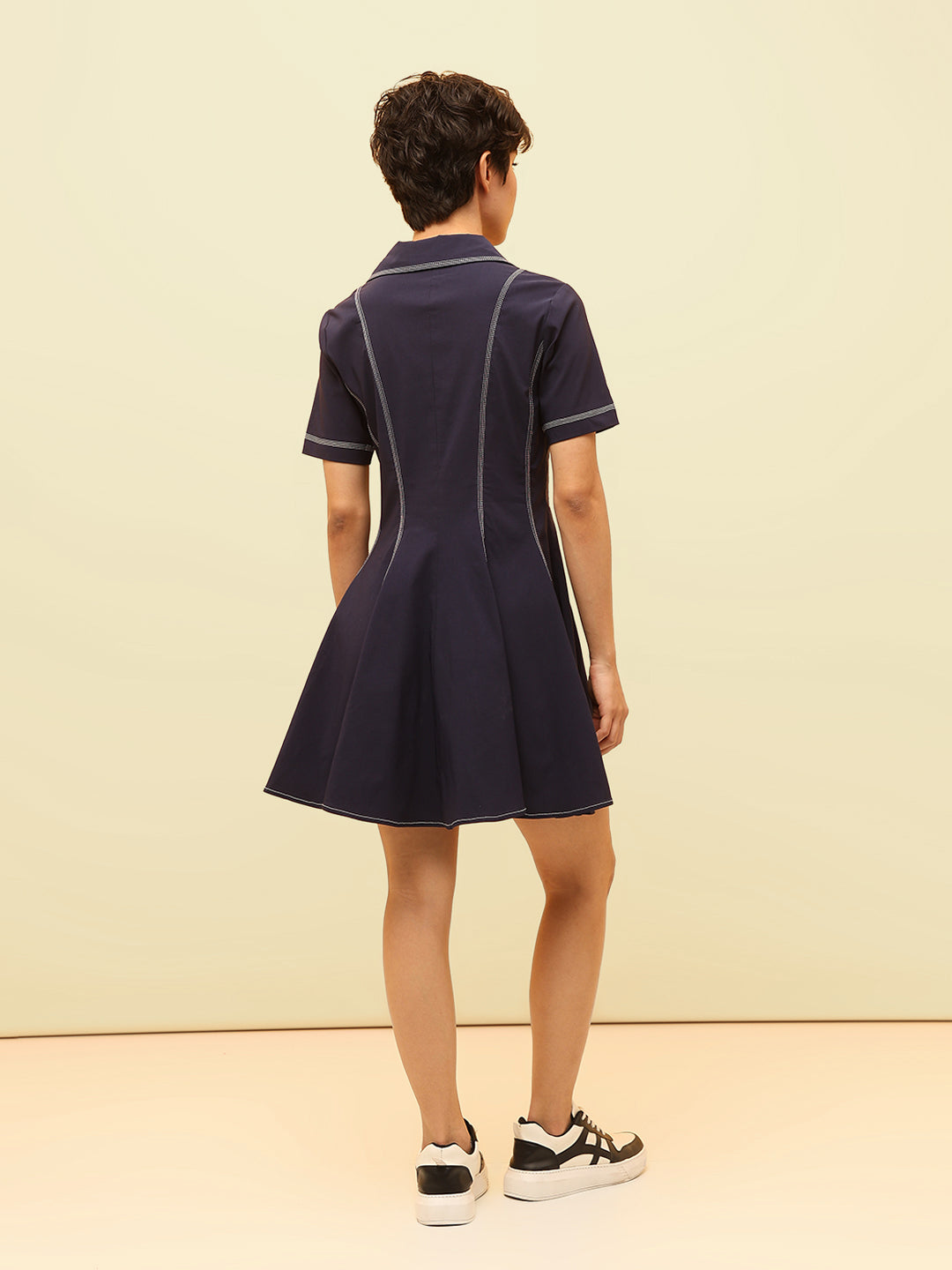 Navy Blue Short Denim Dress