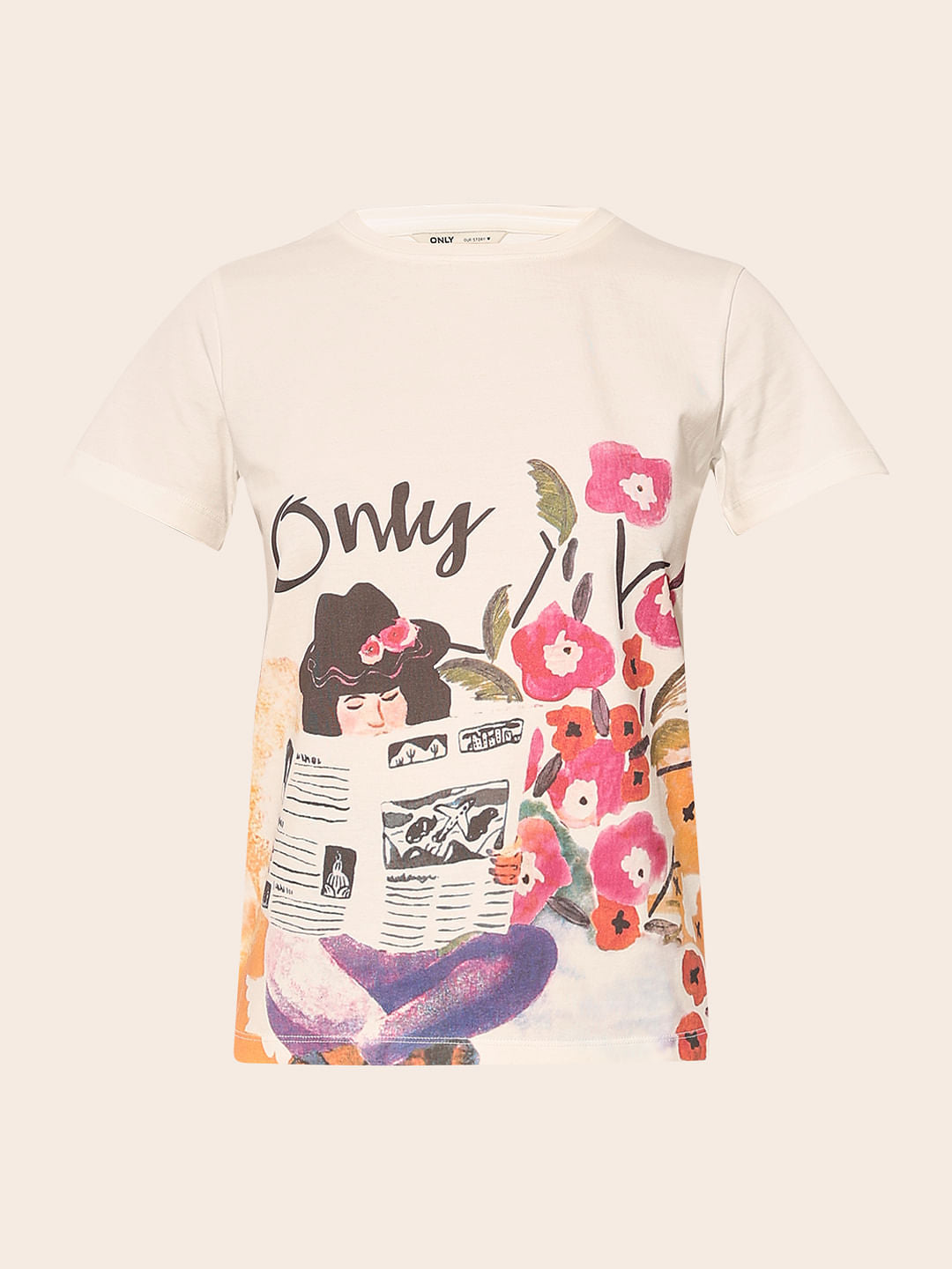 White Printed Cotton T-Shirt