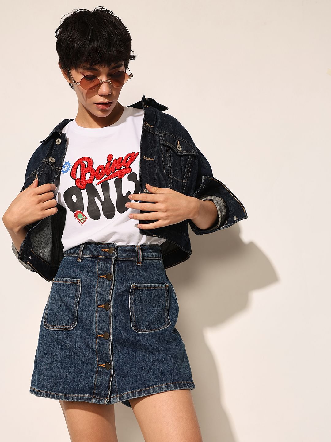 White Printed Cotton T-Shirt