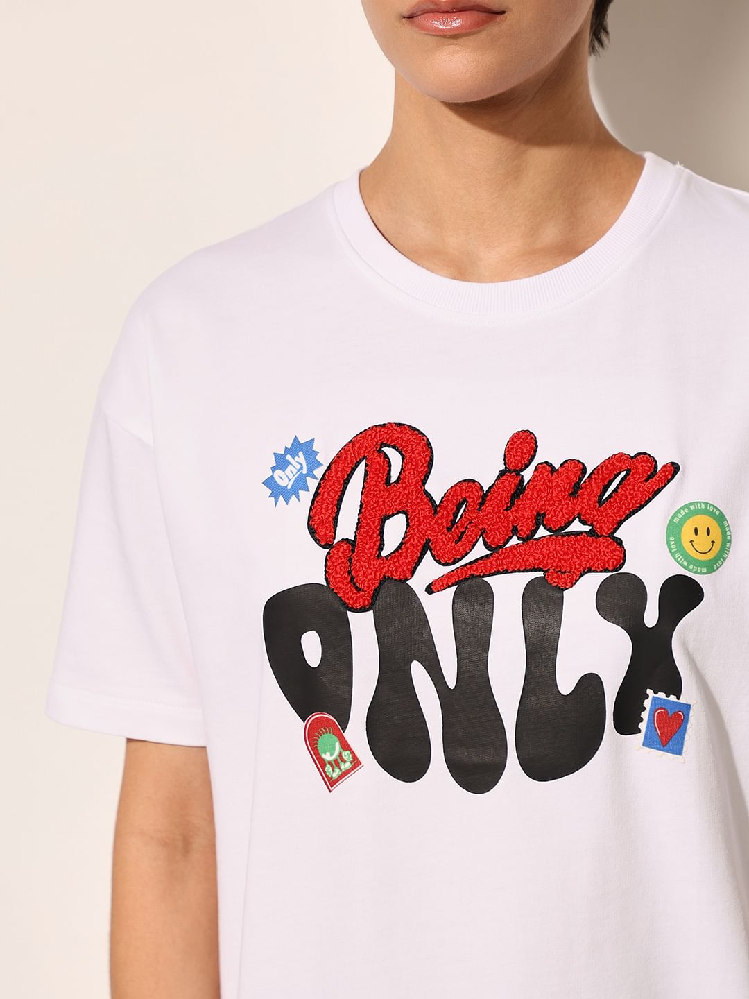 White Printed Cotton T-Shirt