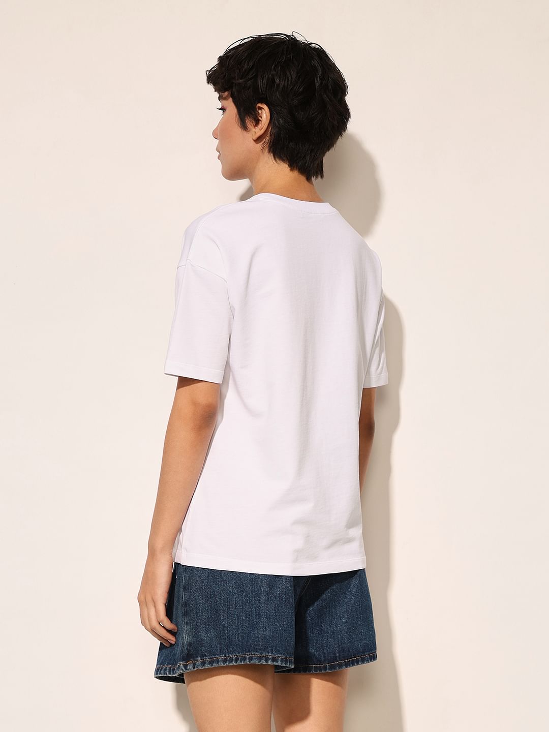 White Printed Cotton T-Shirt
