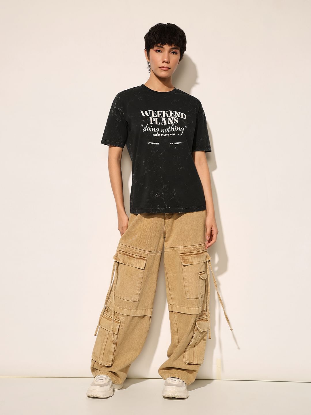 Black Printed Cotton T-Shirt