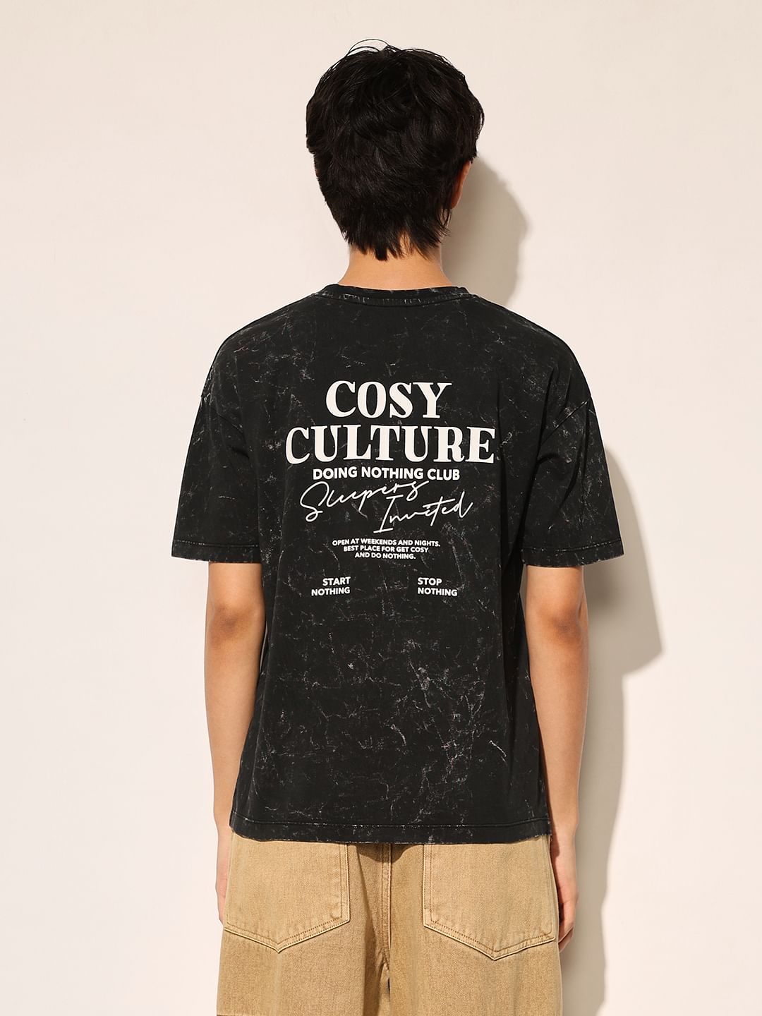 Black Printed Cotton T-Shirt