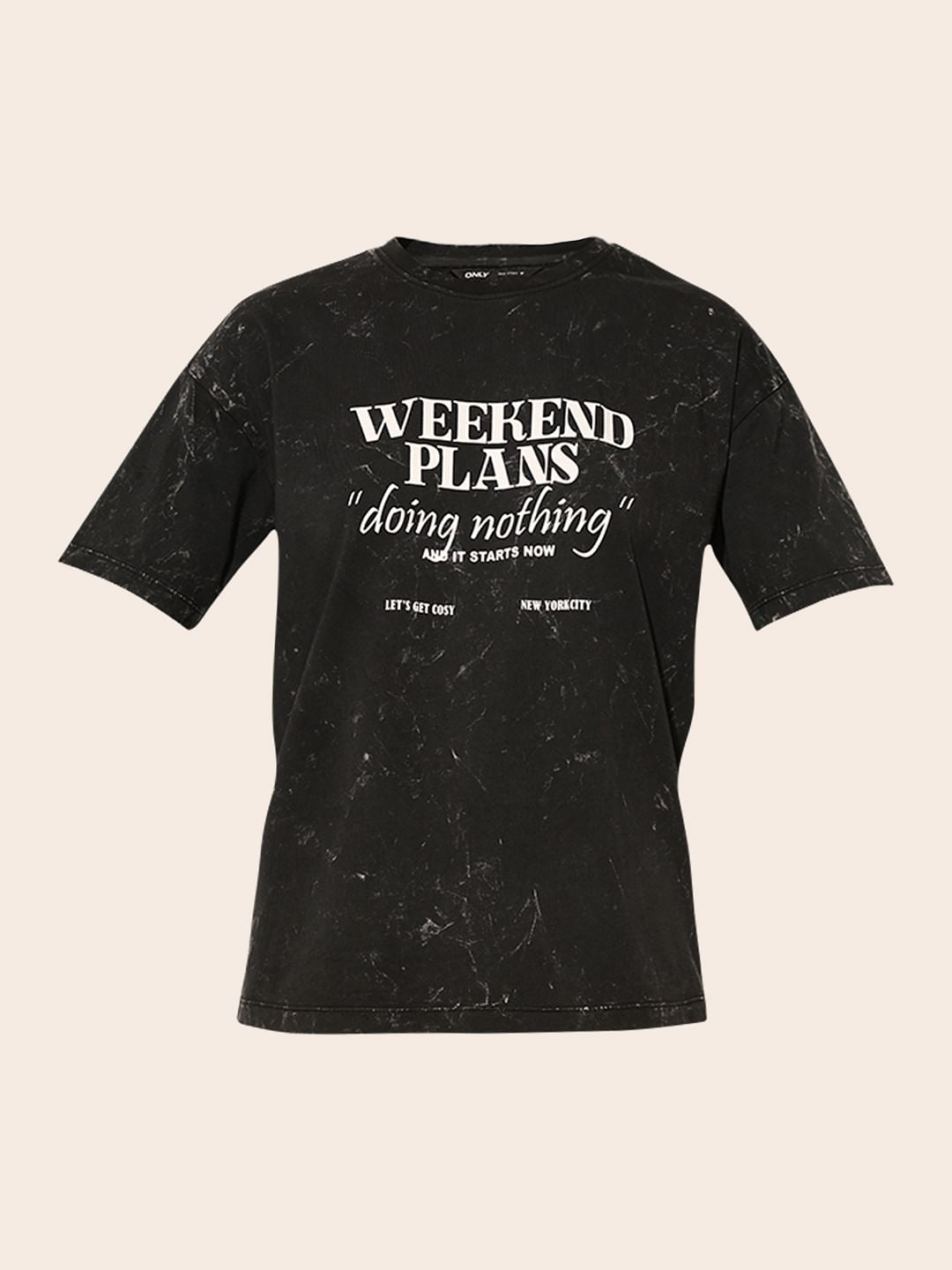 Black Printed Cotton T-Shirt