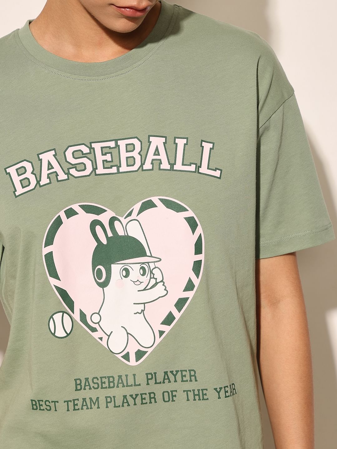 Green Printed Cotton T-Shirt