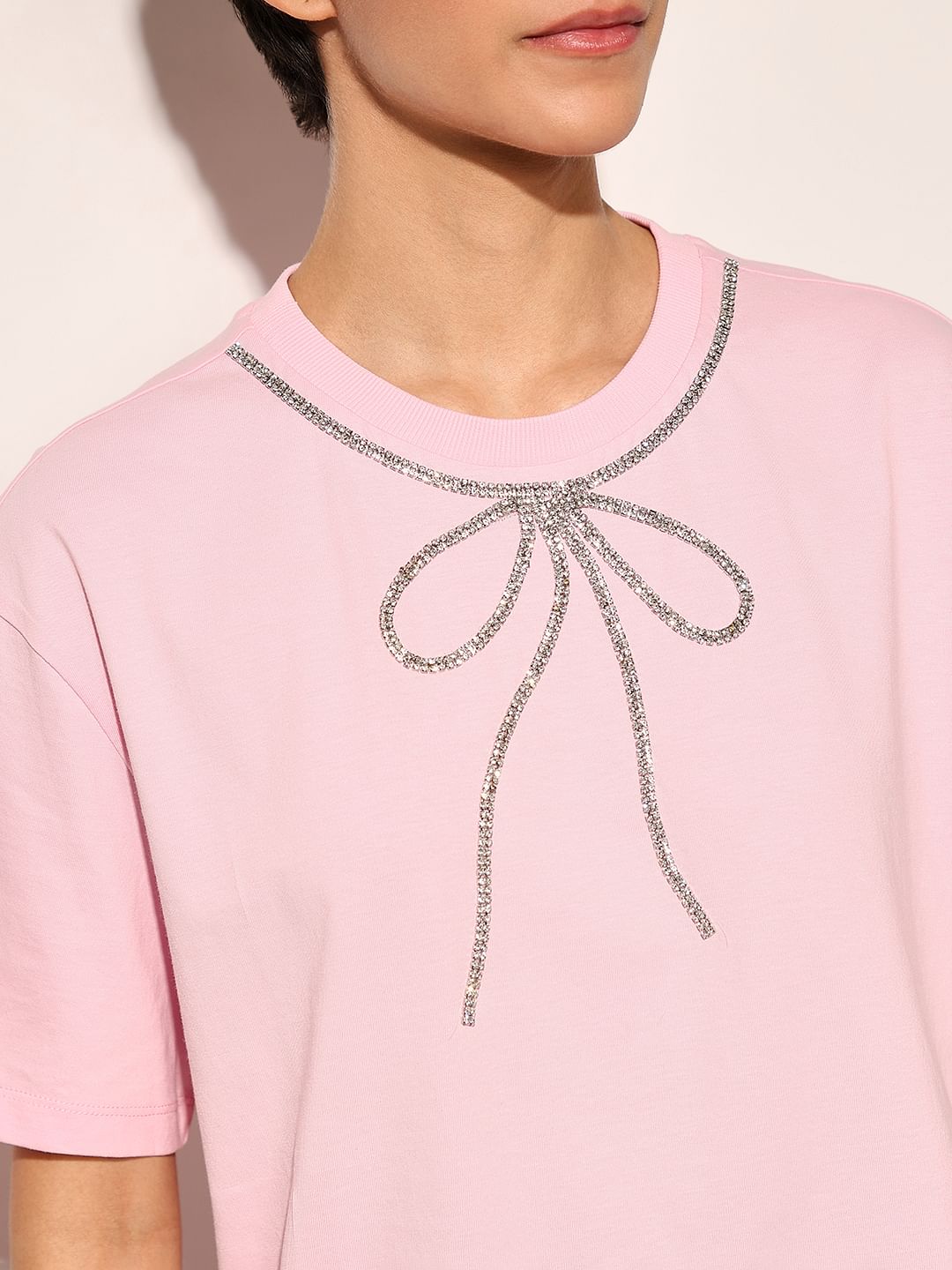 Pink Rhinestone Bow T-Shirt