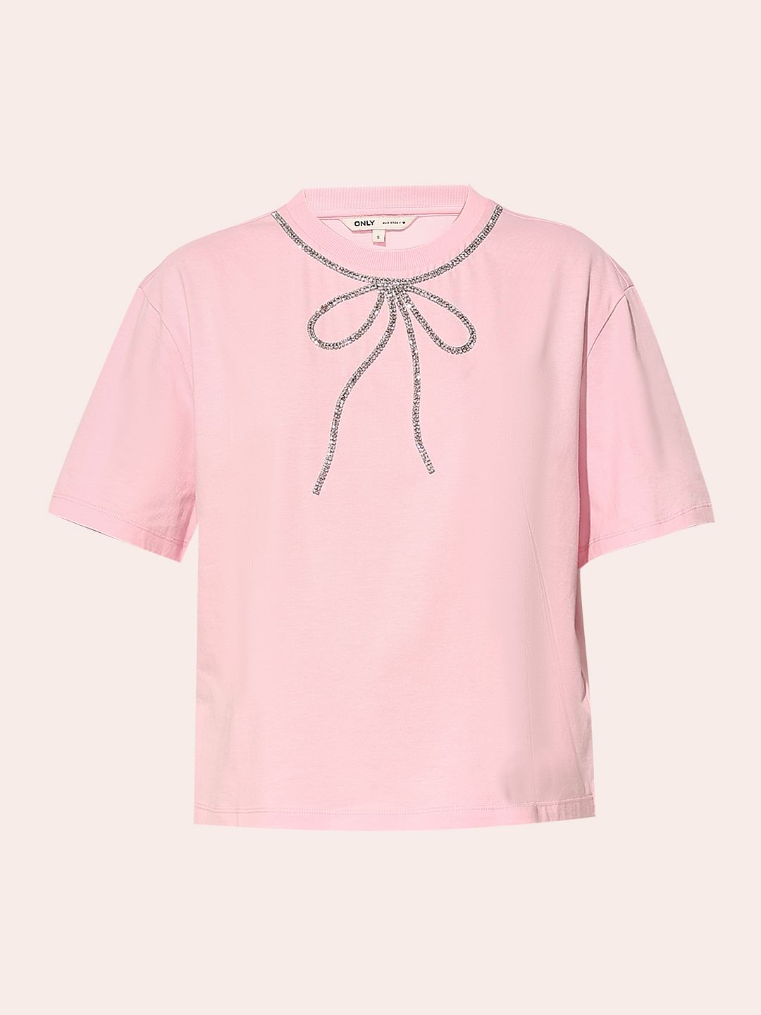 Pink Rhinestone Bow T-Shirt