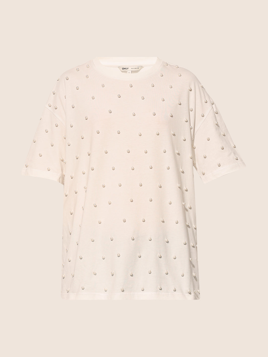 White Pearl Embellished Cotton T-shirt