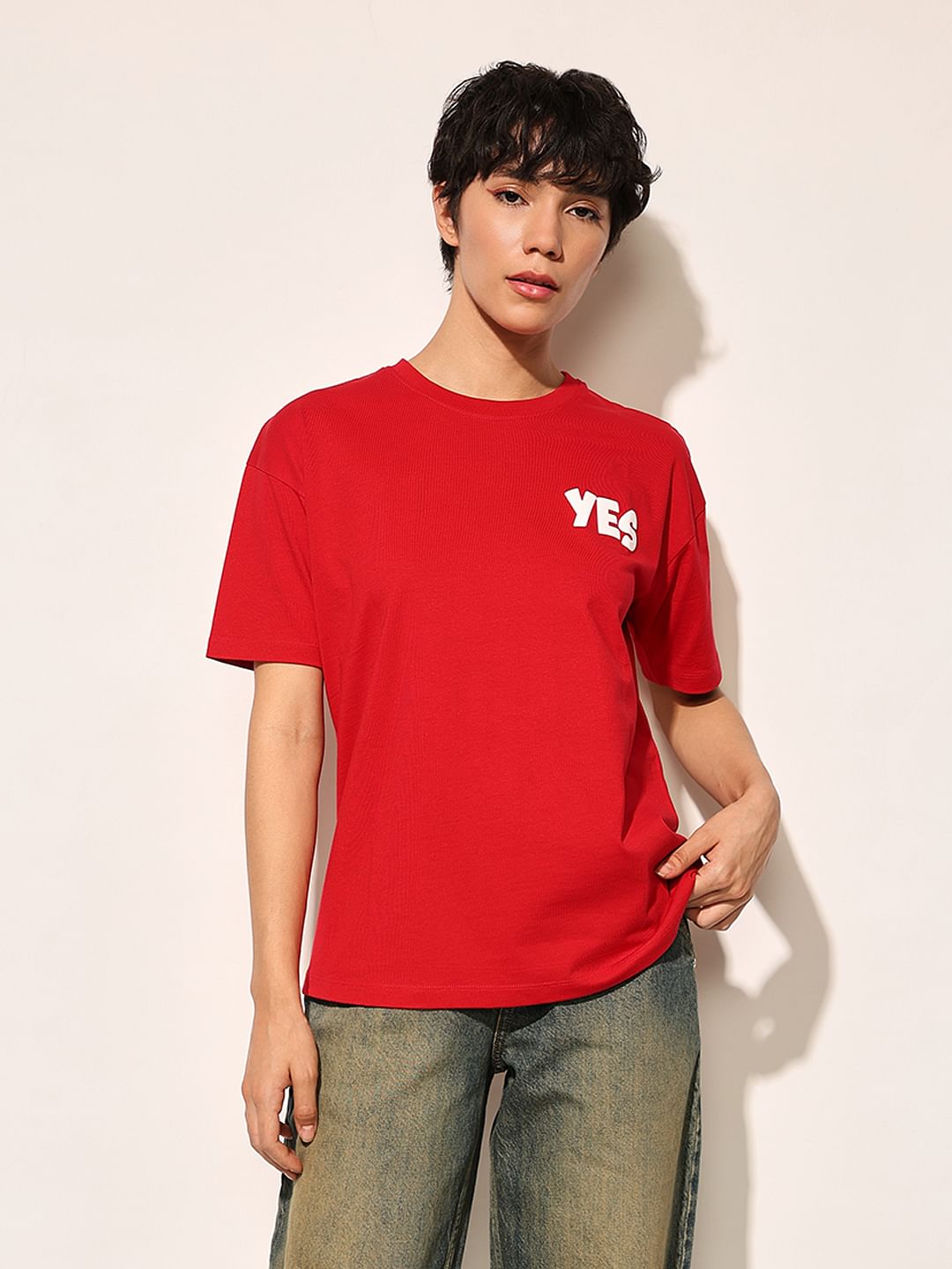 Red Printed Cotton T-Shirt