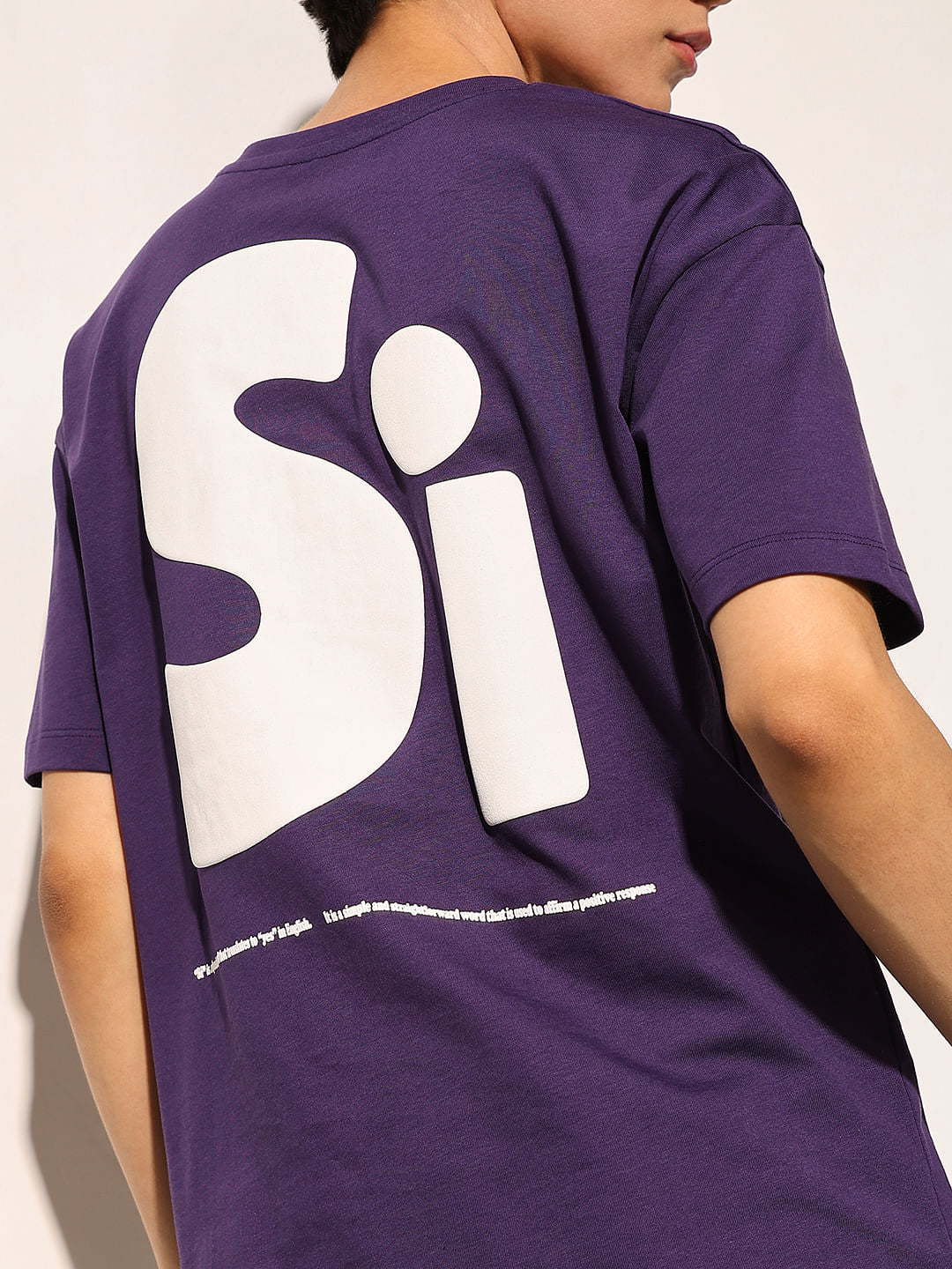 Purple Printed Cotton T-Shirt