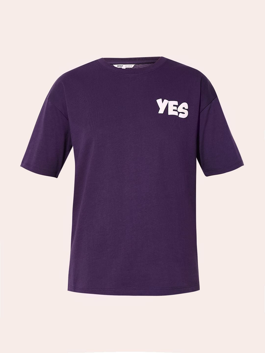 Purple Printed Cotton T-Shirt