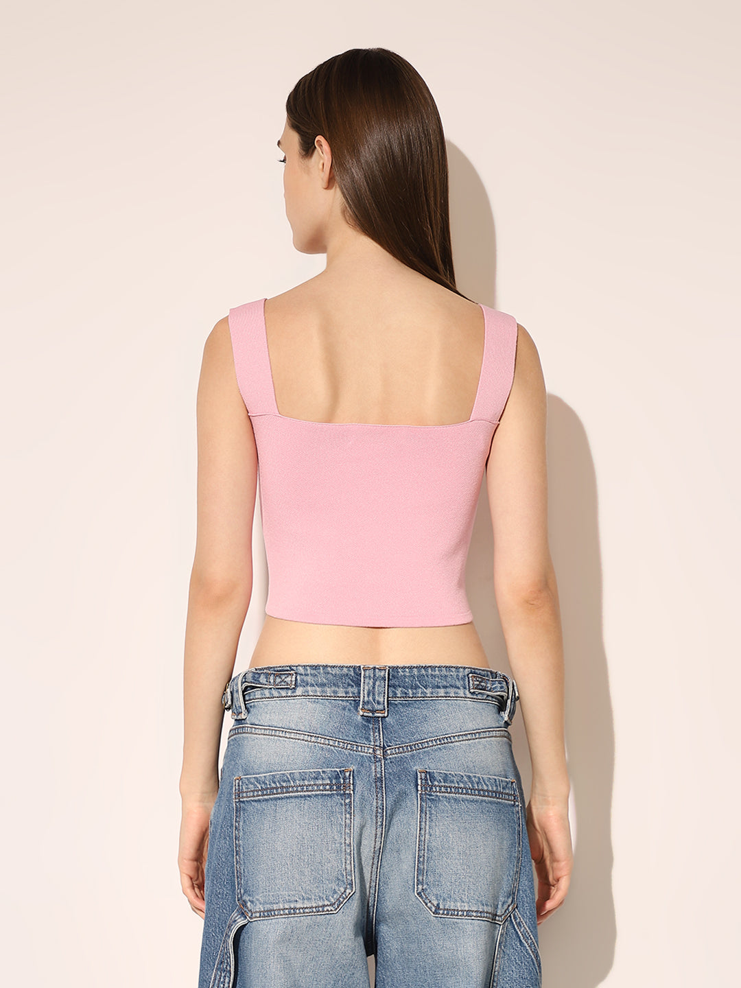 Pink Embellished Knit Top